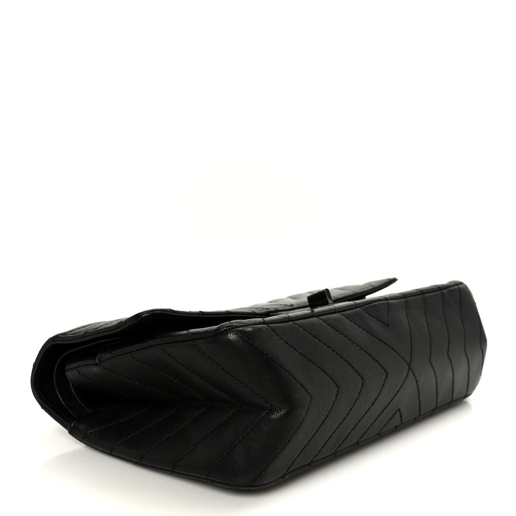 Chanel Sheepskin Chevron Quilted 2.55 Reissue 225 Double Flap So Black