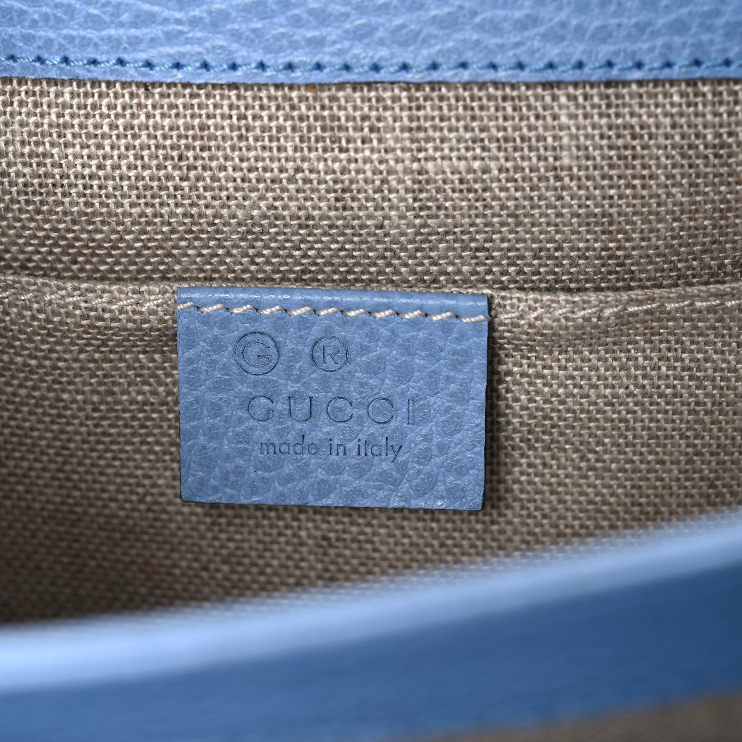Gucci Dollar Calfskin Small Interlocking G Shoulder Bag Mineral Blue