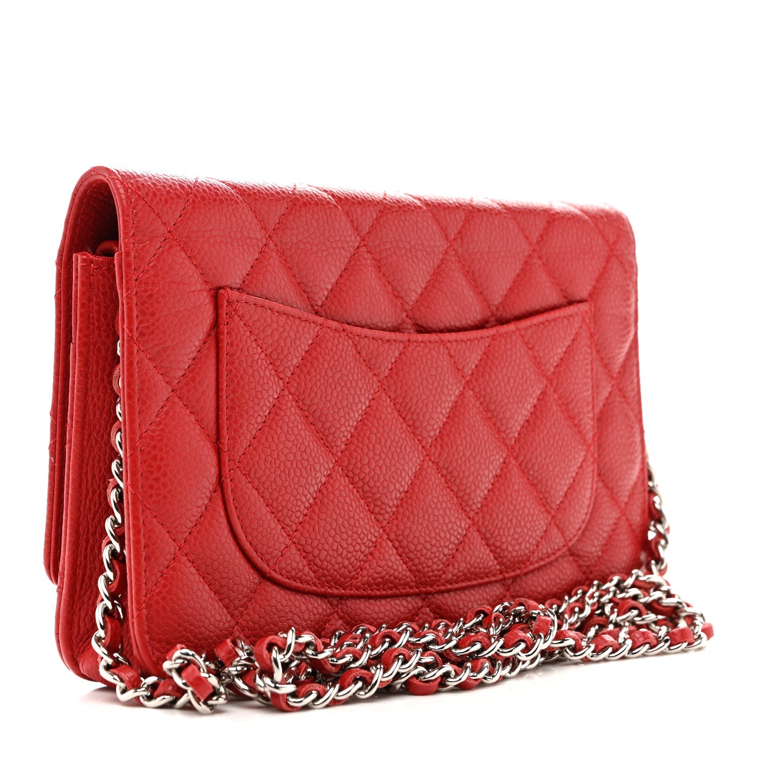 Chanel Caviar Quilted Wallet on Chain WOC Red