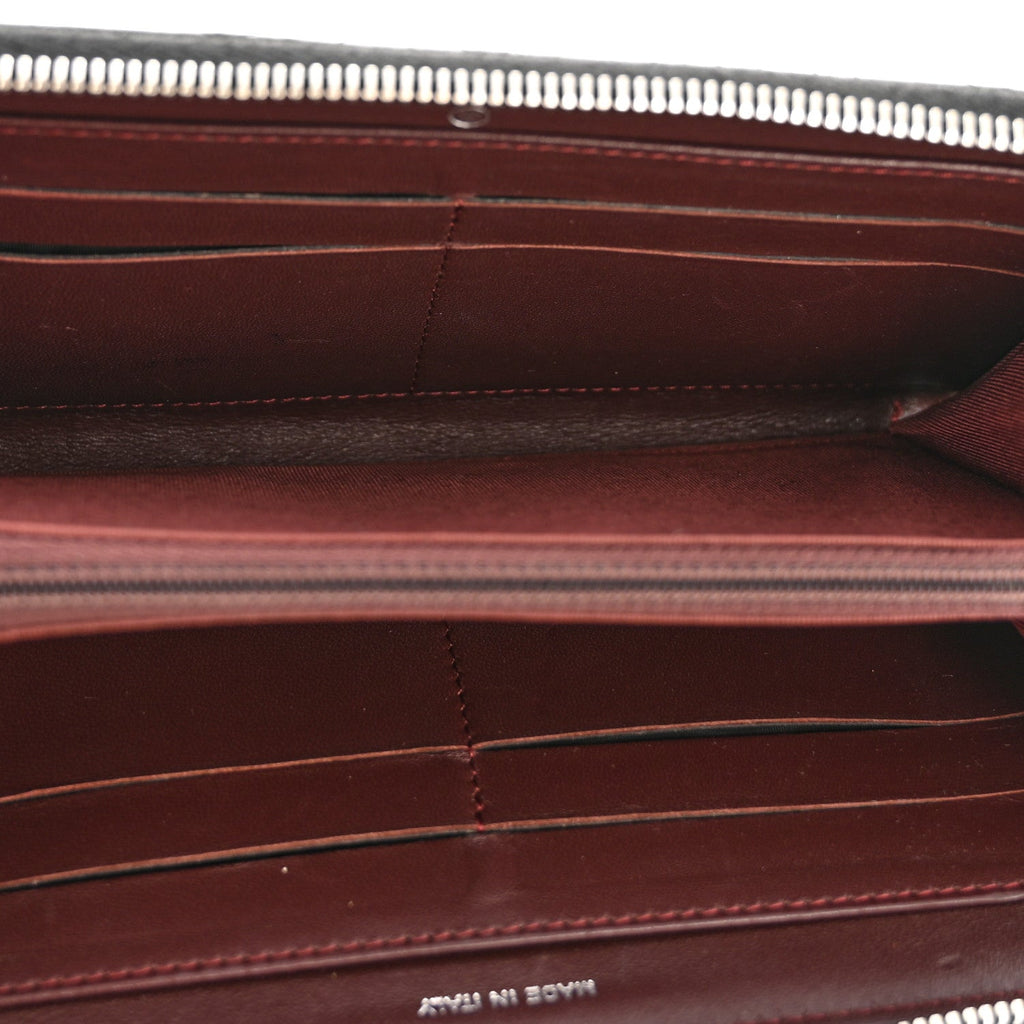 Lambskin Quilted Large Gusset Zip Around Wallet Black