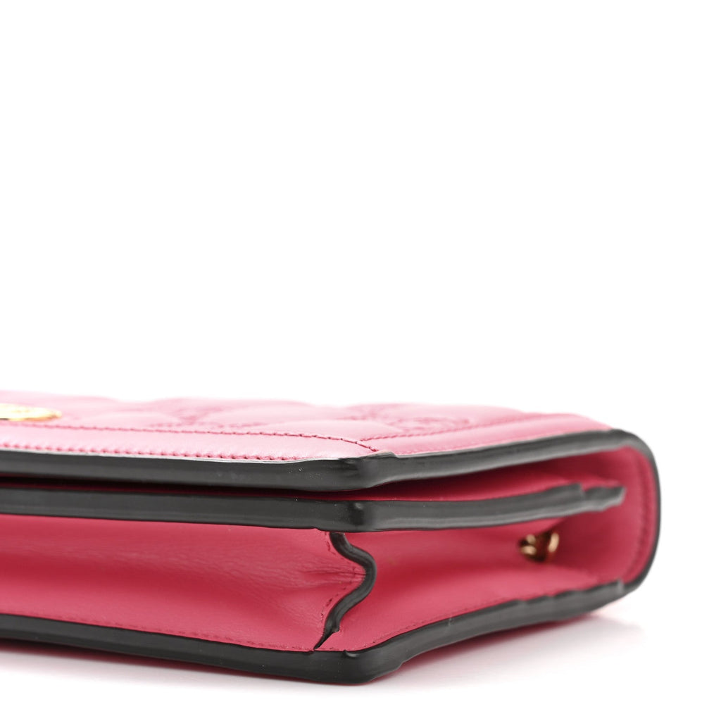 Gucci Calfskin GG Matelasse Chain Wallet Rhodamine Pink