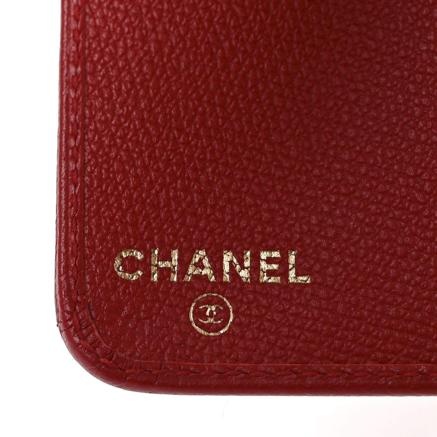 Grained Calfskin CC Button Pocket Agenda Cover Red