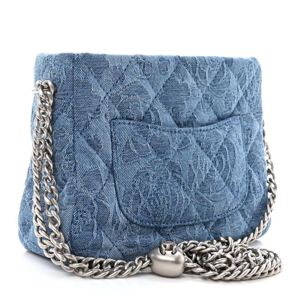 Chanel Denim Quilted Camellia Sweetheart Small Hobo Blue