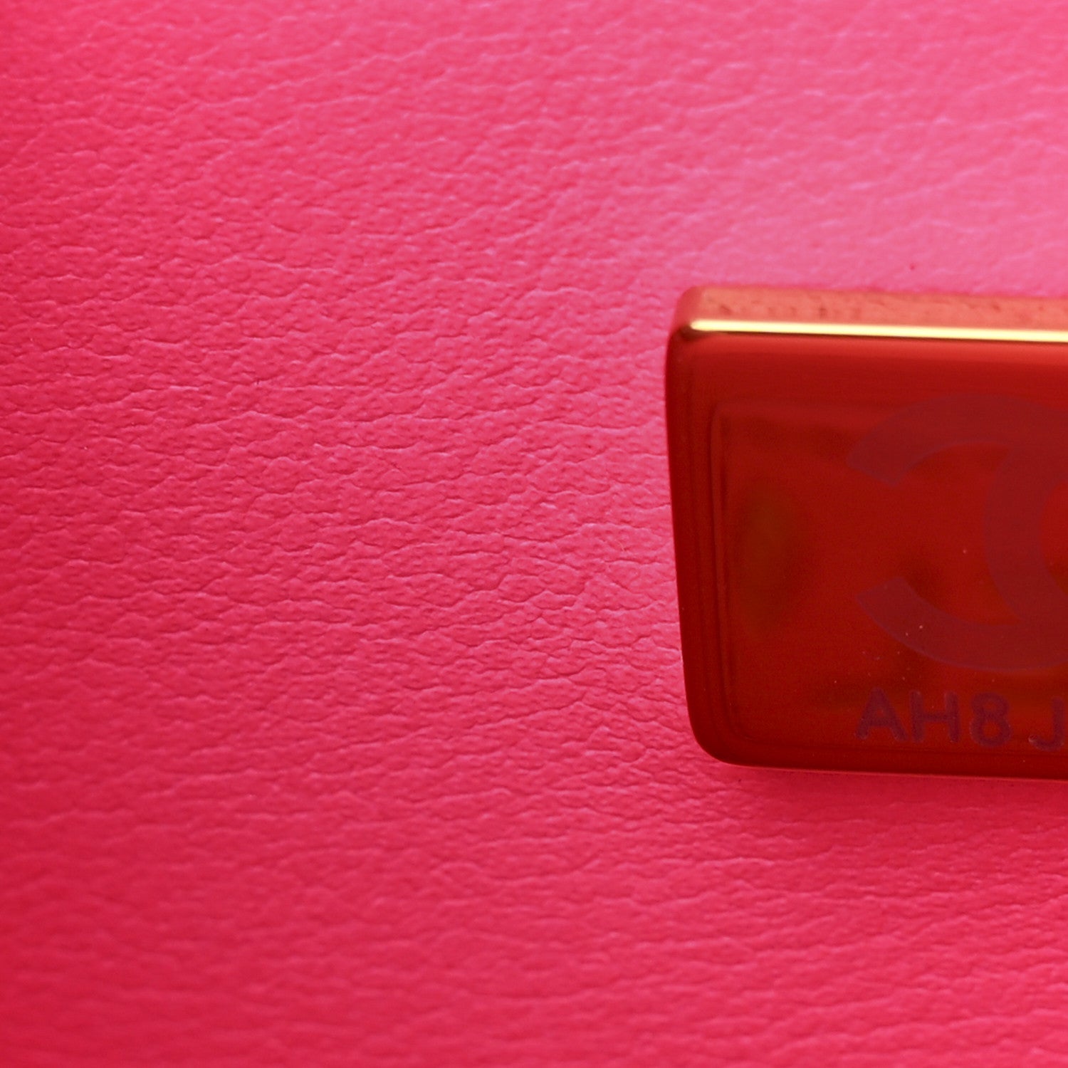 Chanel Patent Quilted CC Vani-Tea Case With Chain Neon Pink