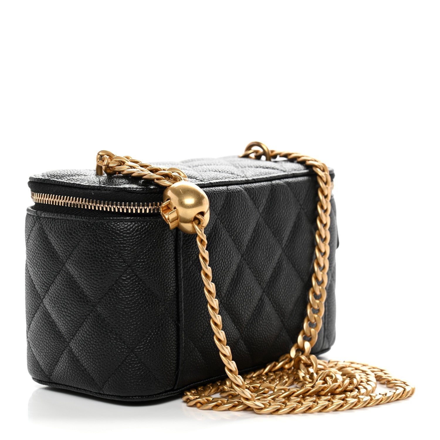 Chanel Caviar Quilted Sweetheart Vanity Case Black