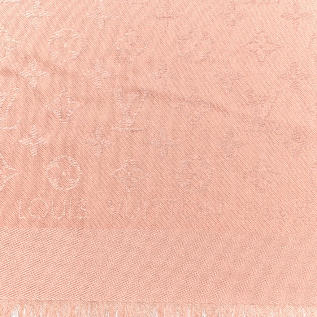 Louis Vuitton Silk Wool Monogram Shine Shawl Rose Velours