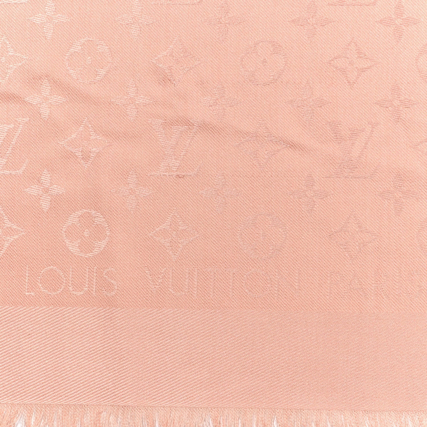 Louis Vuitton Silk Wool Monogram Shine Shawl Rose Velours