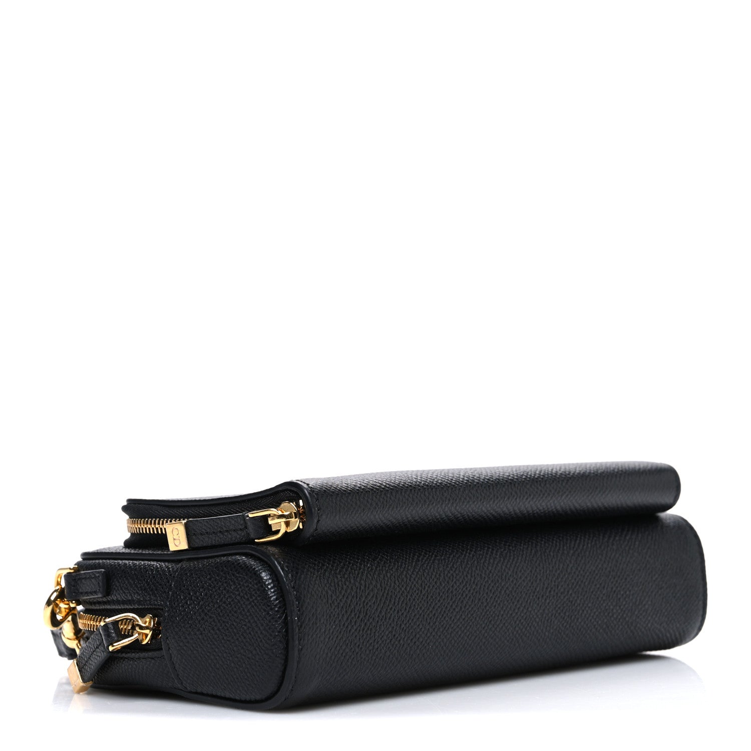 Christian Dior Grained Calfskin Caro Double Pouch Black