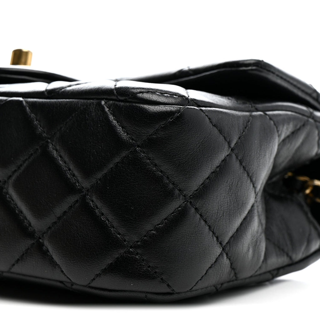 Chanel Lambskin Quilted Mini Rectangular Pearl Crush Flap Black
