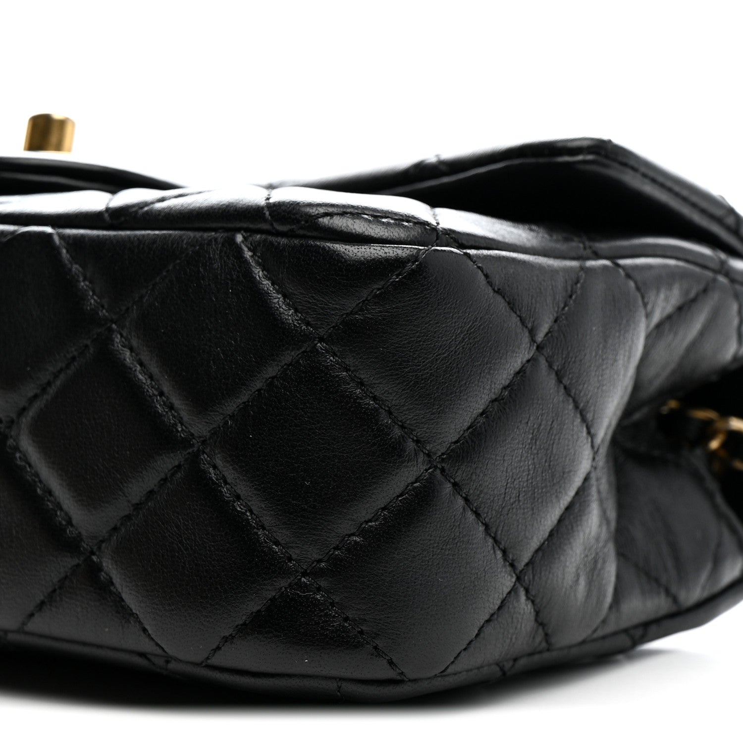 Chanel Lambskin Quilted Mini Rectangular Pearl Crush Flap Black