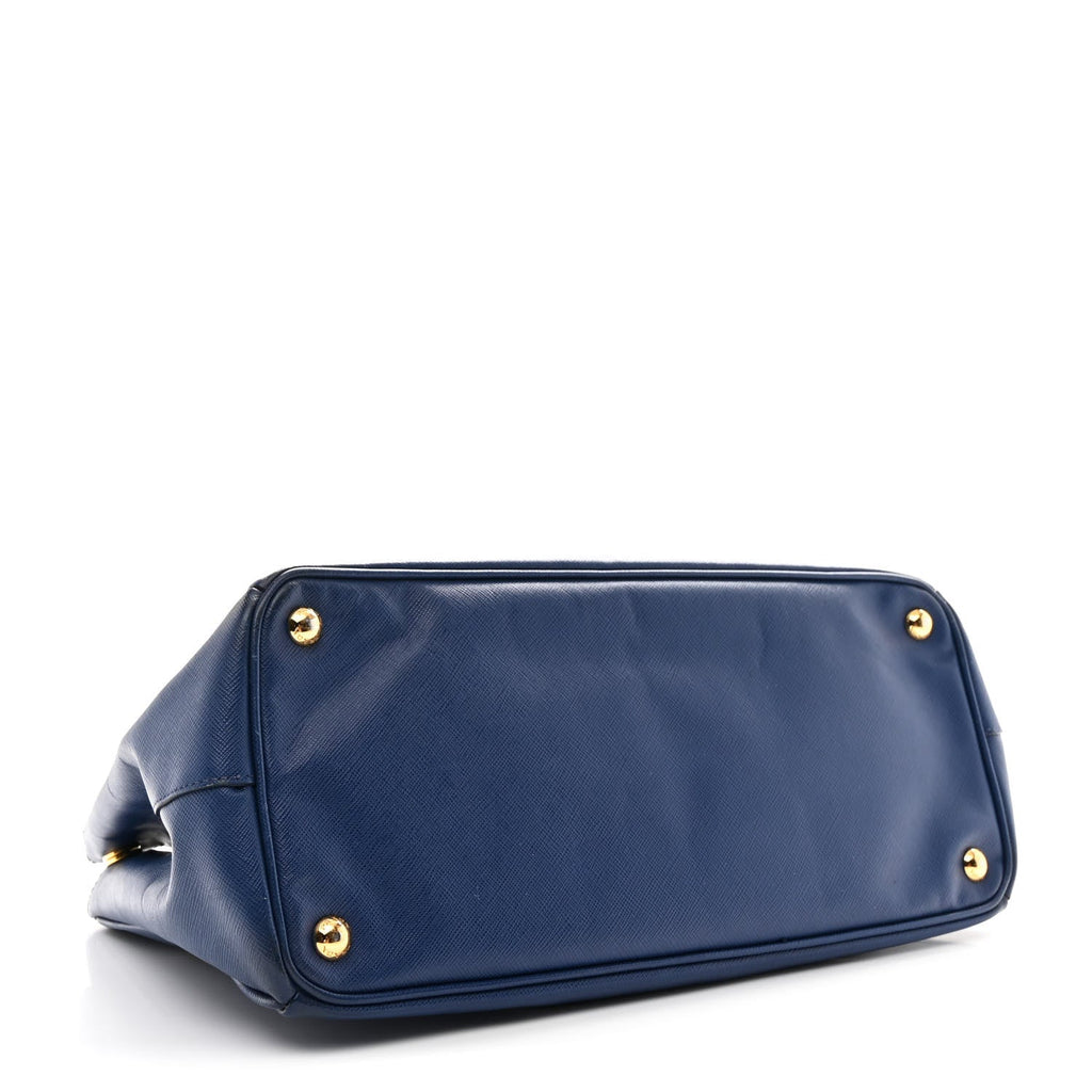Prada Saffiano Lux Medium Galleria Double Zip Tote Bluette