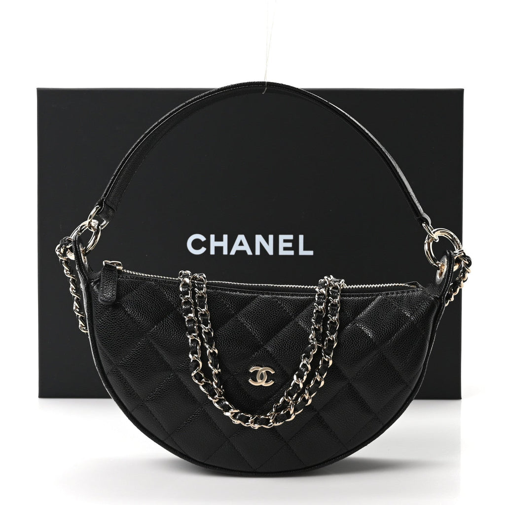 Chanel Caviar Quilted Other Shape With Chain Black