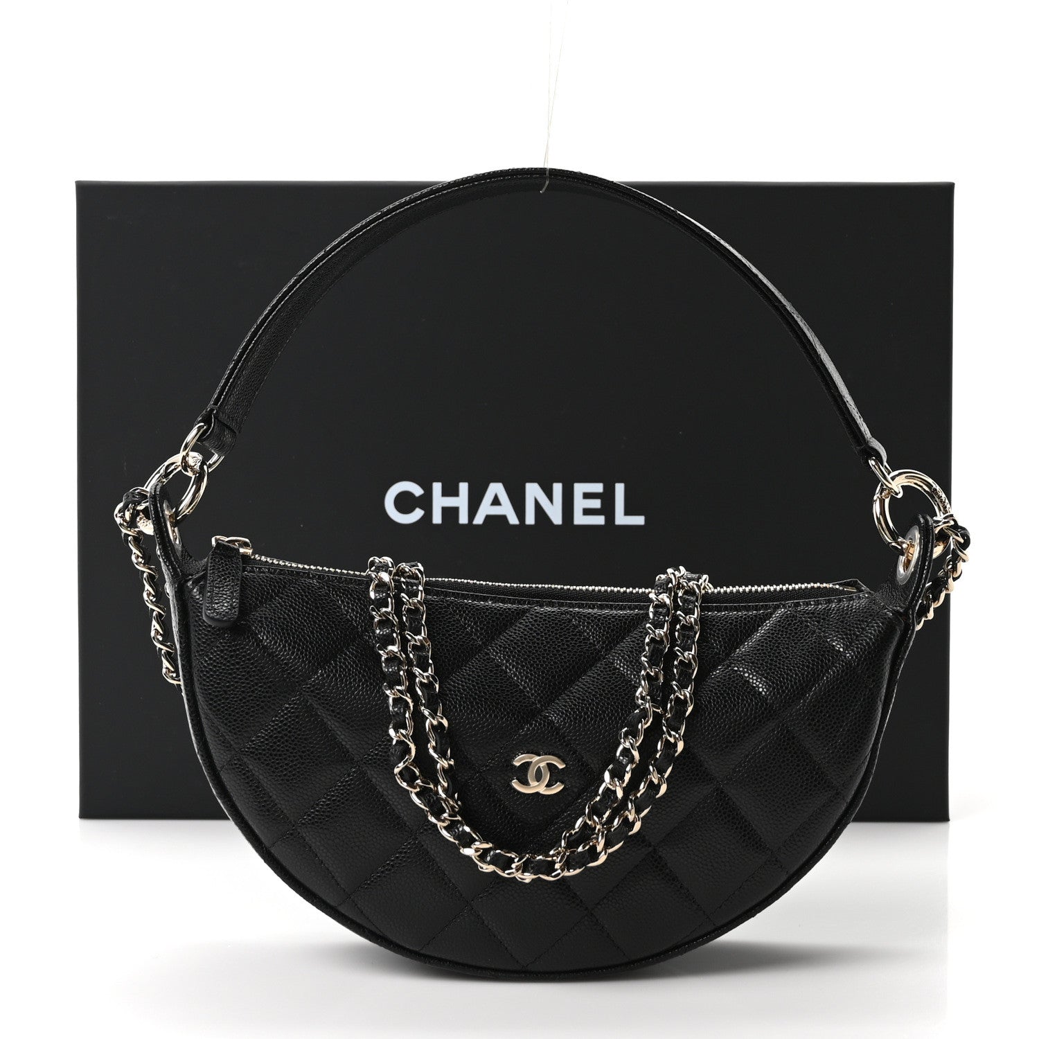 Chanel Caviar Quilted Other Shape With Chain Black