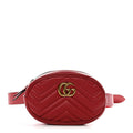 Gucci Calfskin Matelasse GG Marmont Belt Bag 85 34 Hibiscus Red