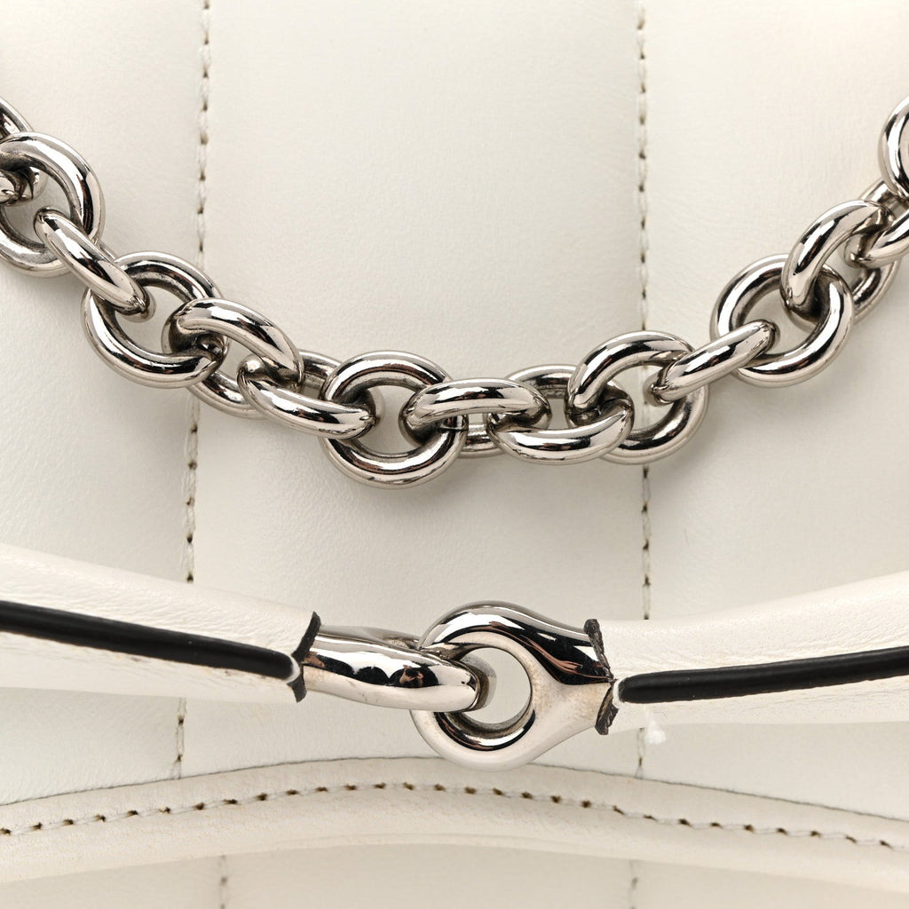 Gucci Nappa Vertical Matelasse Small Maxi Horsebit Chain Shoulder Bag Great White