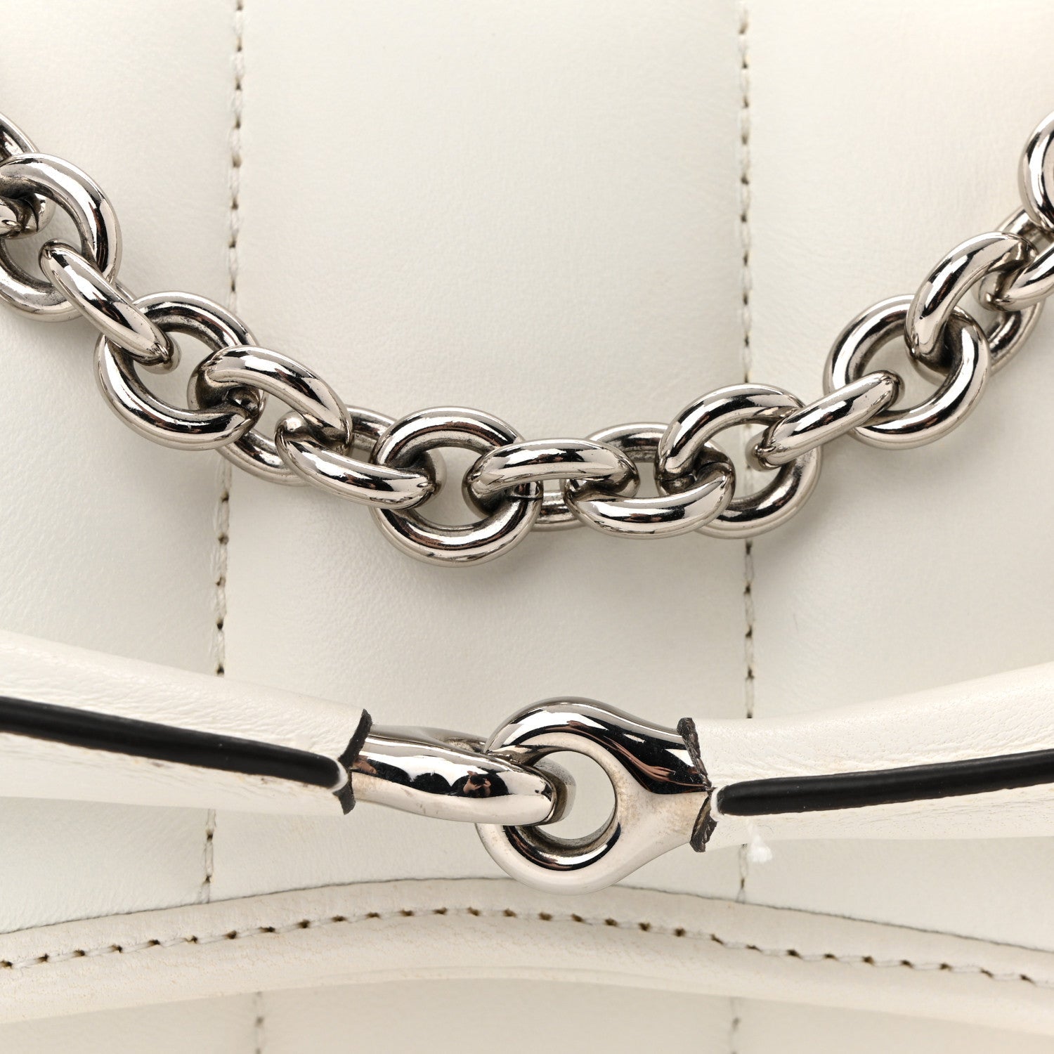 Gucci Nappa Vertical Matelasse Small Maxi Horsebit Chain Shoulder Bag Great White