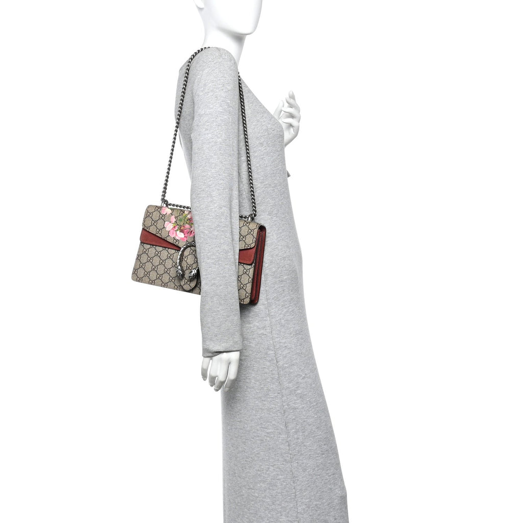 Gucci GG Supreme Monogram Blooms Small Dionysus Shoulder Bag Beige Multicolor Dry Rose