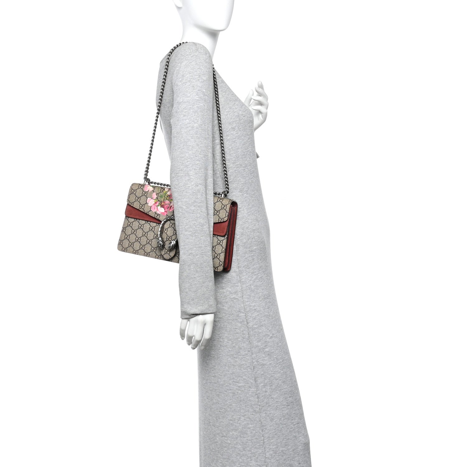 Gucci GG Supreme Monogram Blooms Small Dionysus Shoulder Bag Beige Multicolor Dry Rose