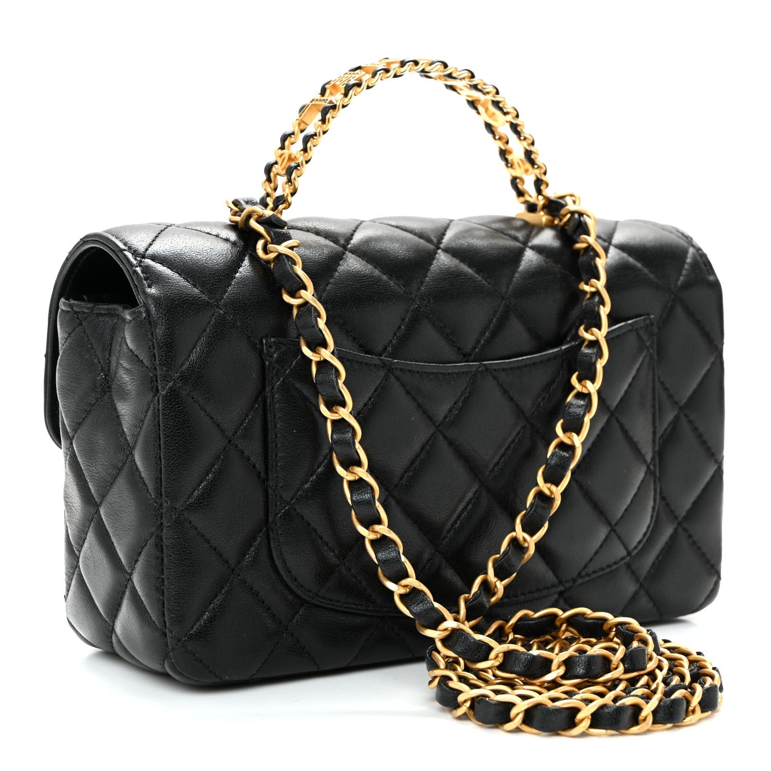 Chanel Lambskin Quilted Mini Strass On Top Flap Black