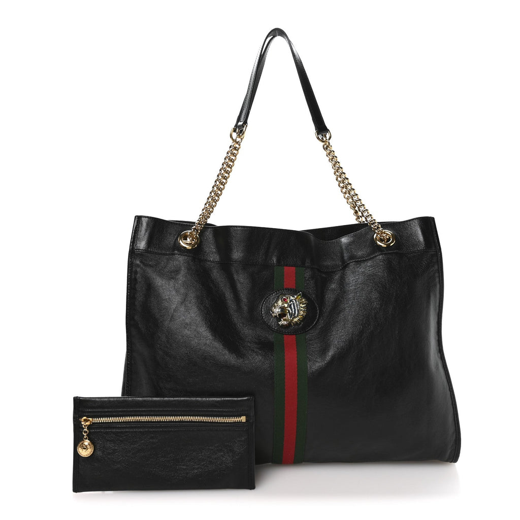 Gucci Calfskin Large Rajah Chain Tote Black