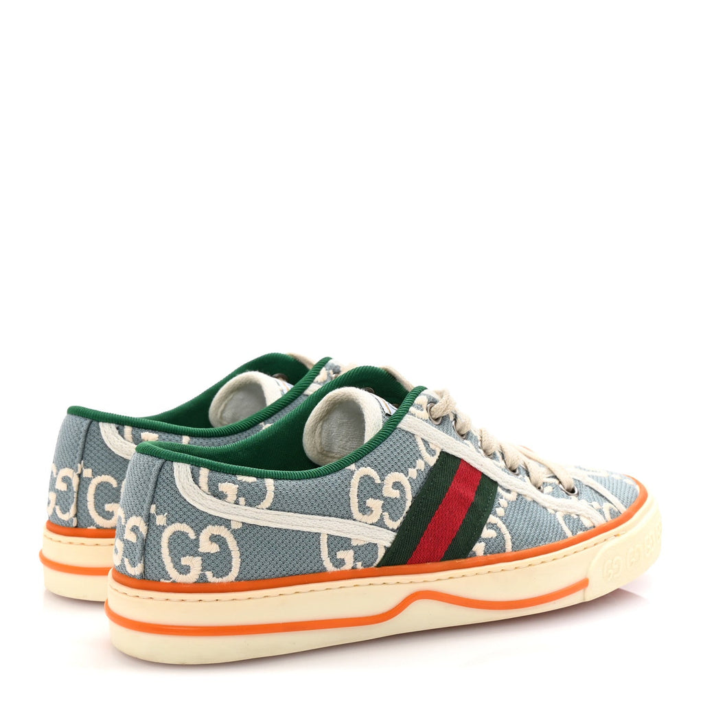 Gucci Cotton GG Monogram Web Womens 1977 Tennis Sneakers 37 Philod Ivory Mystic White