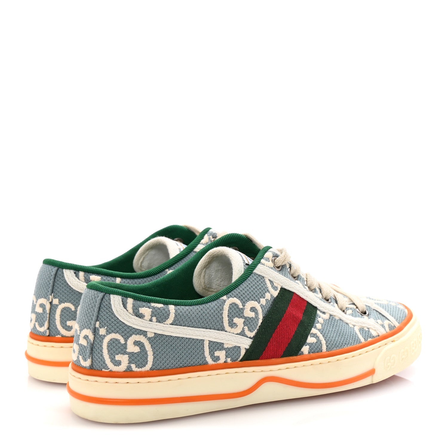 Gucci Cotton GG Monogram Web Womens 1977 Tennis Sneakers 37 Philod Ivory Mystic White