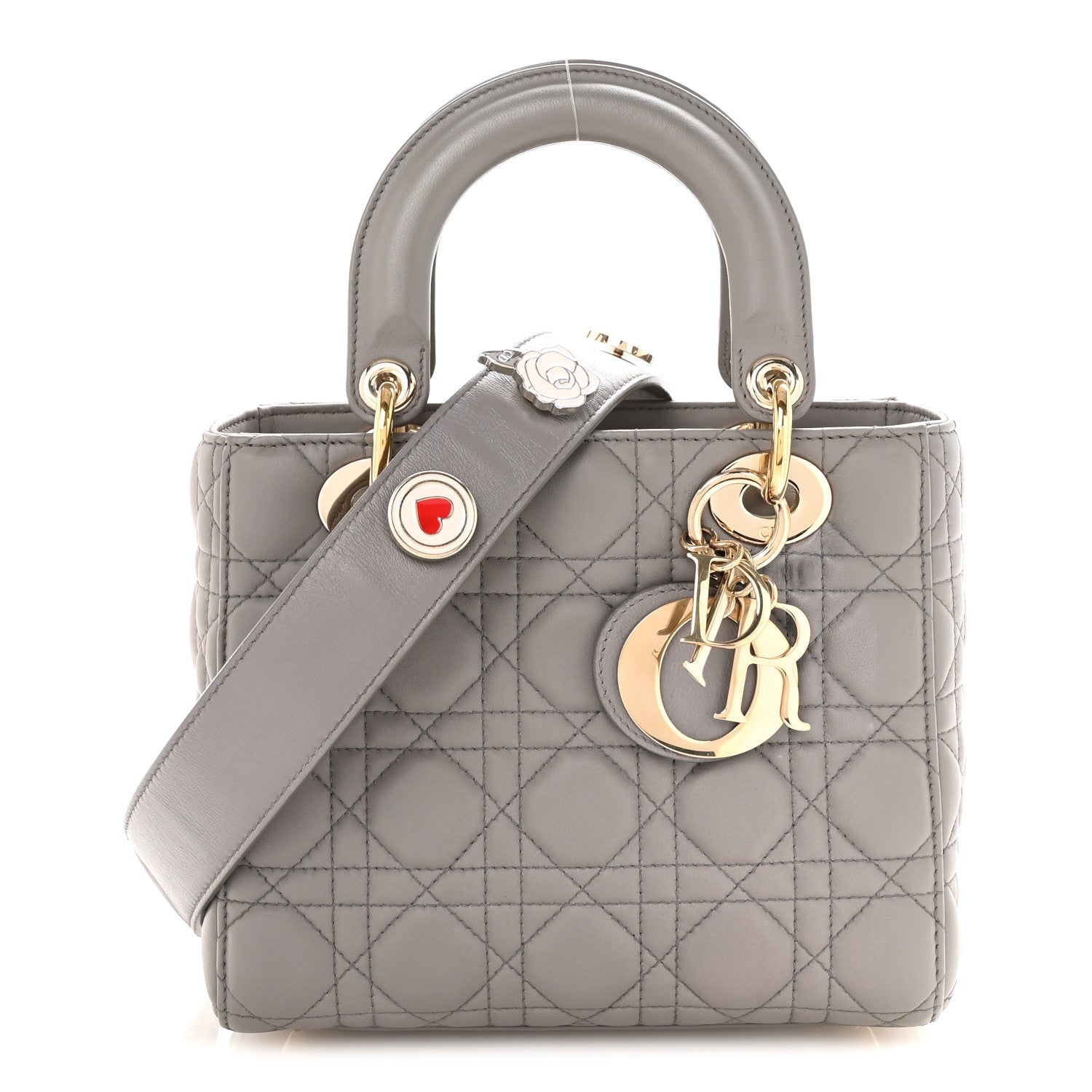 Christian Dior Lambskin Cannage Small Lucky Badges My Lady Dior Grey