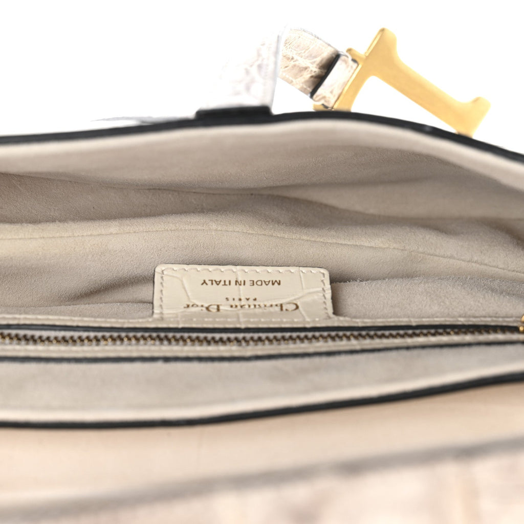 Christian Dior Niloticus Crocodile Himalaya Saddle Bag Latte