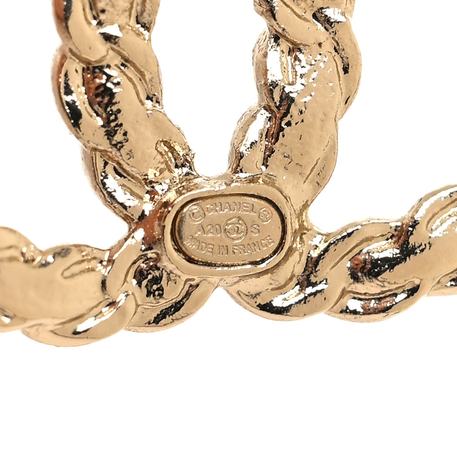 Enamel Metal Chain French New Wave CC Earrings Red Gold