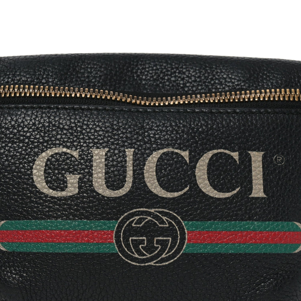 Gucci Grained Calfskin Small Logo Belt Bag Black