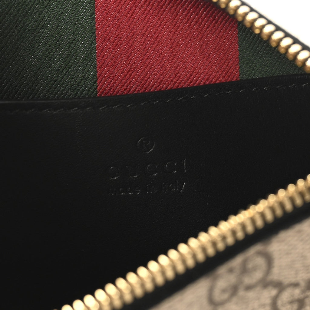 Gucci GG Supreme Monogram Textured Calfskin Small Emblem Shoulder Bag Beige Black