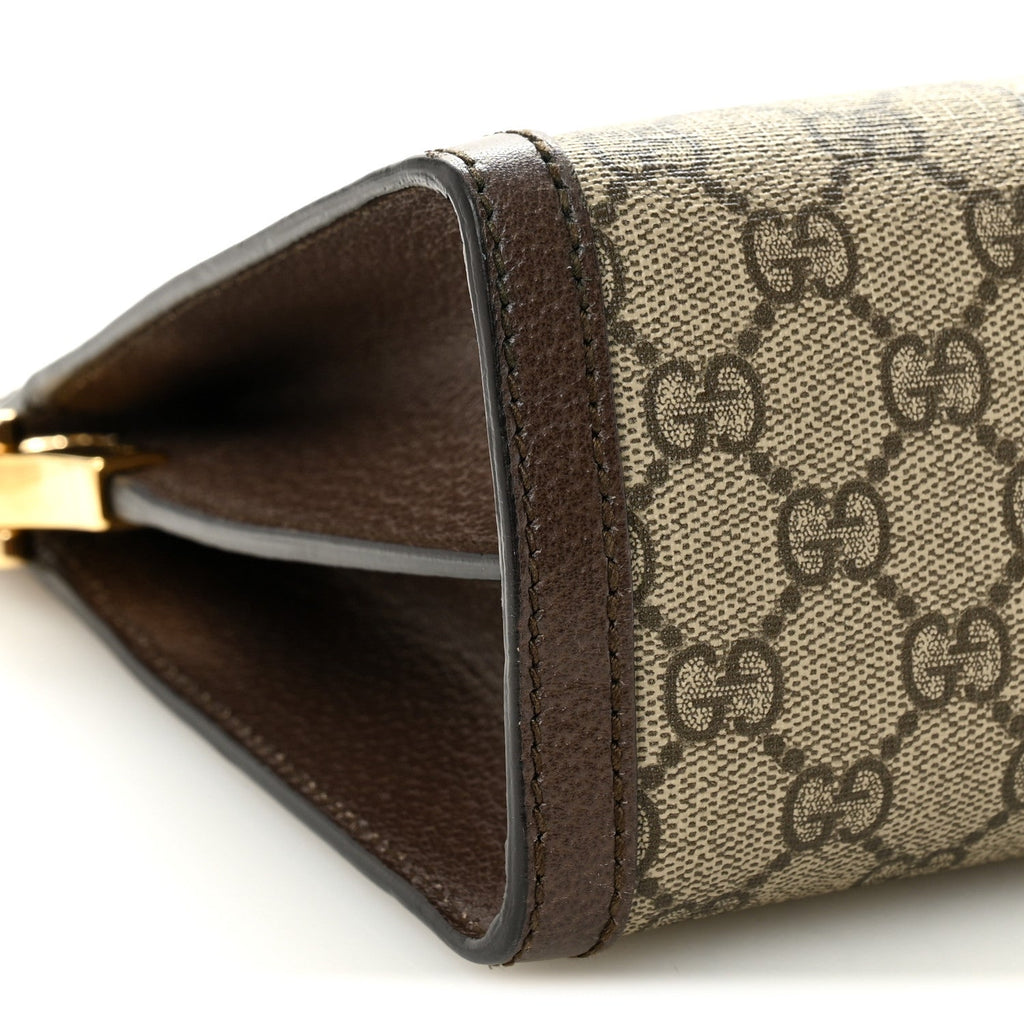 Gucci GG Supreme Monogram Web Medium Ophidia Chain Shoulder Bag Brown