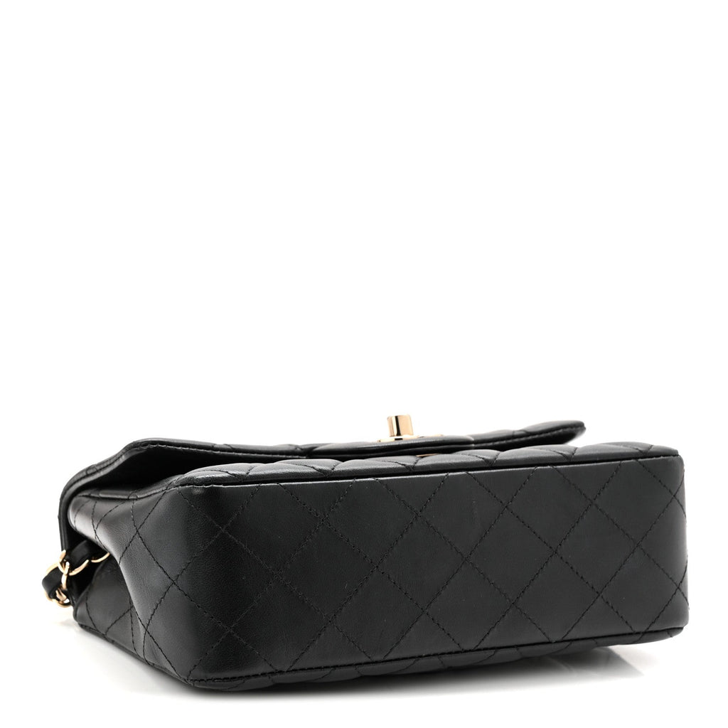 Chanel Lambskin Quilted Mini Rectangular Flap Black