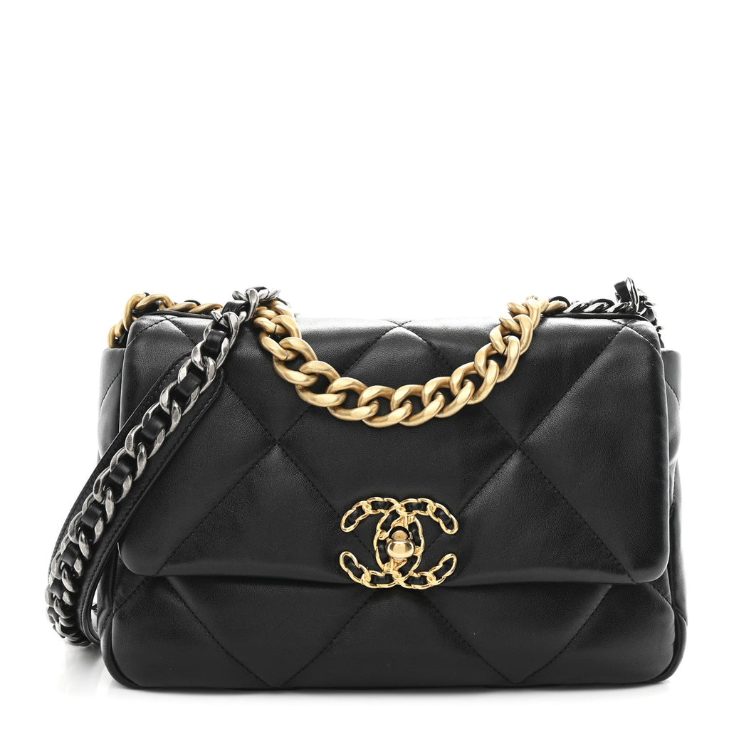 Chanel Lambskin Quilted Medium Chanel 19 Flap Black