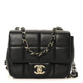 Chanel Lambskin Resin Crystal Square Quilted Mini Monacoco Flap Black