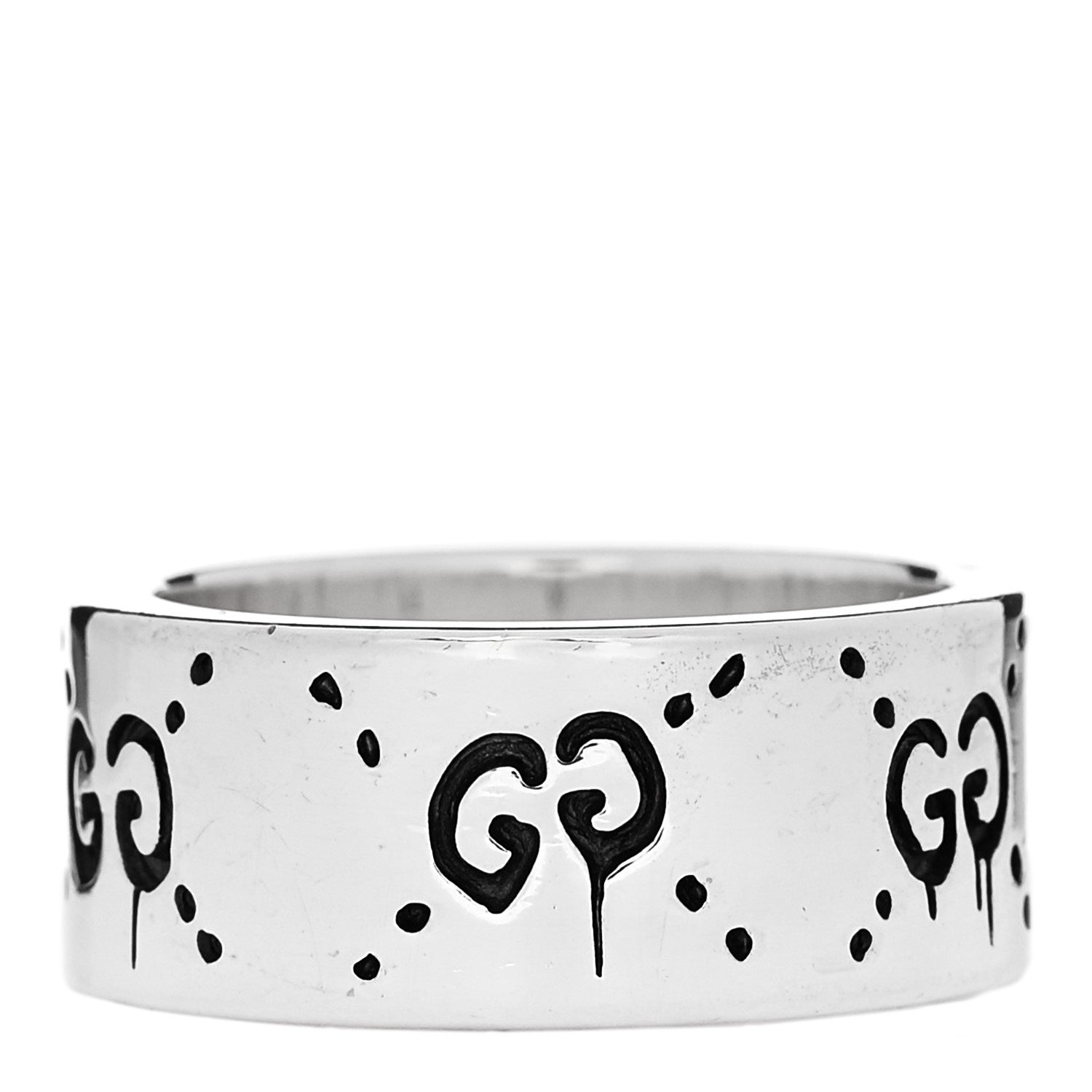 Gucci Sterling Silver GucciGhost Hamlet Skull Band Ring 53 6.5