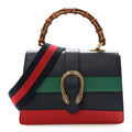 Gucci Moon Calfskin Bamboo Web Medium Dionysus Top Handle Bag Blue Emerald Hibiscus Red