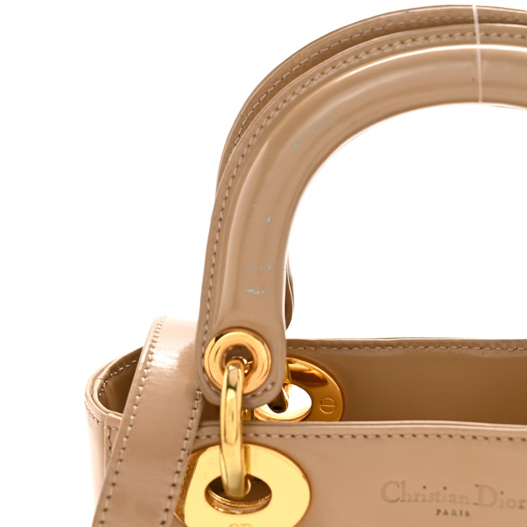 Christian Dior Patent Mini Lady Dior Beige