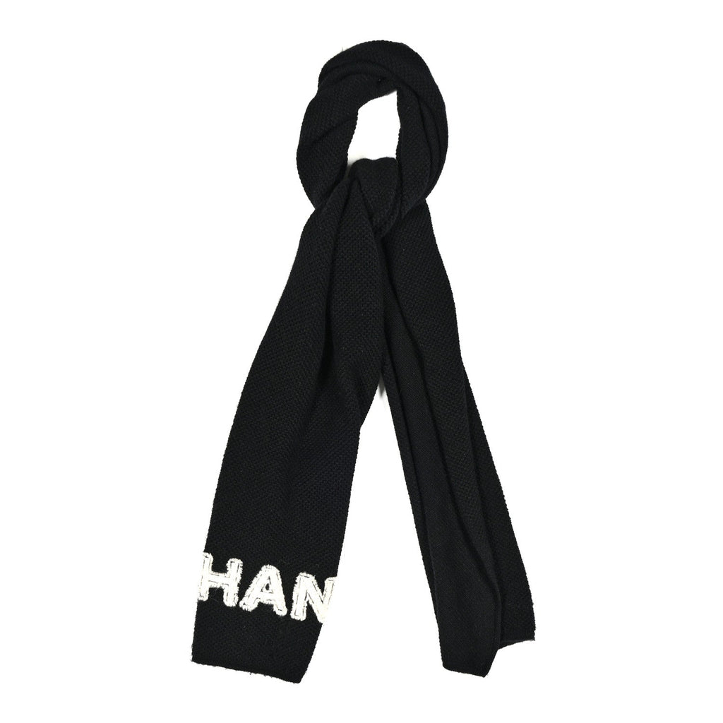 Cashmere Logo Stole Black White