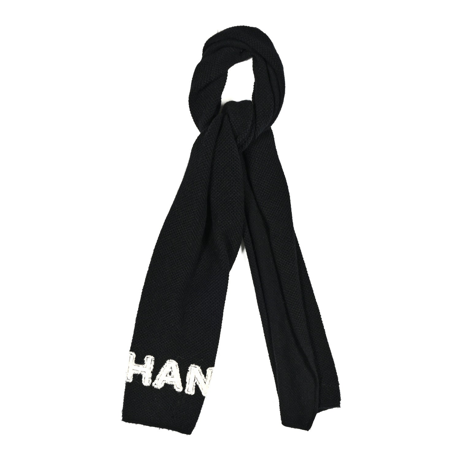Cashmere Logo Stole Black White
