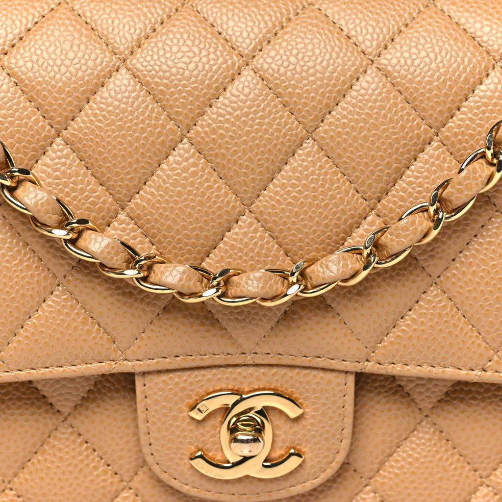 Chanel Caviar Quilted Medium Double Flap Beige