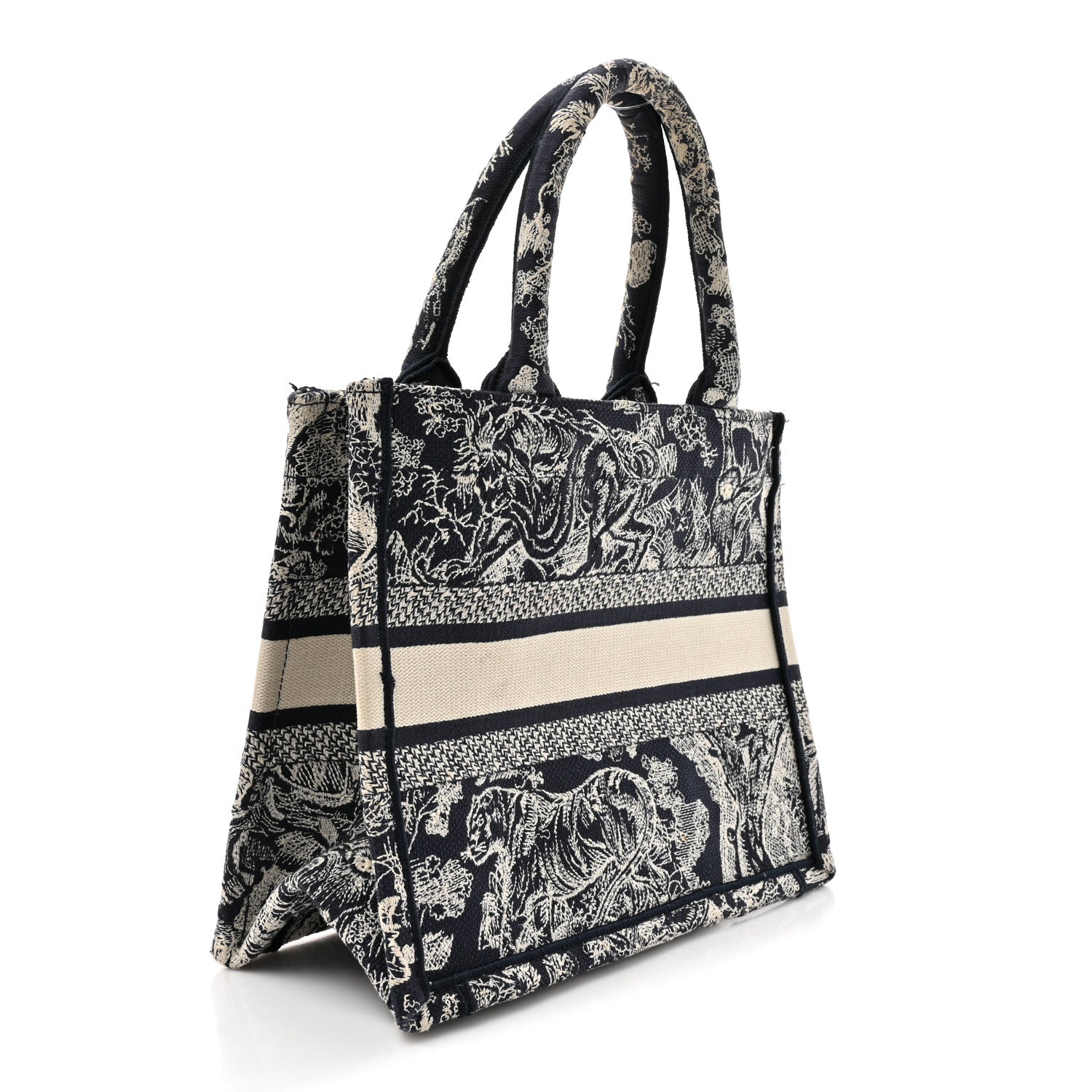 Christian Dior Calfskin Dioriviera Toile De Jouy Small Book Tote With Strap Blue Multicolor