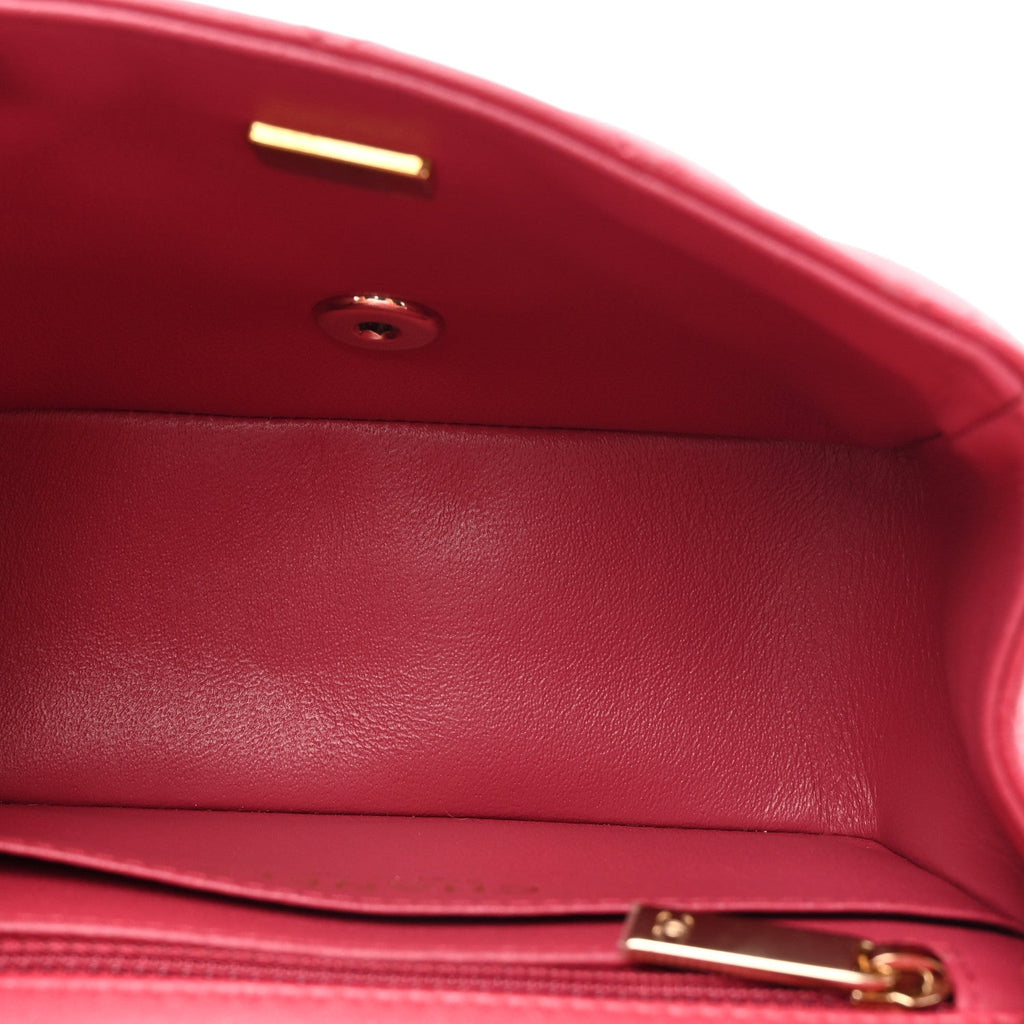 Chanel Lambskin Quilted Mini Square Flap Dark Pink