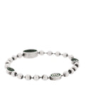 Gucci Sterling Silver Enamel Interlocking G Boule Chain Bracelet Green