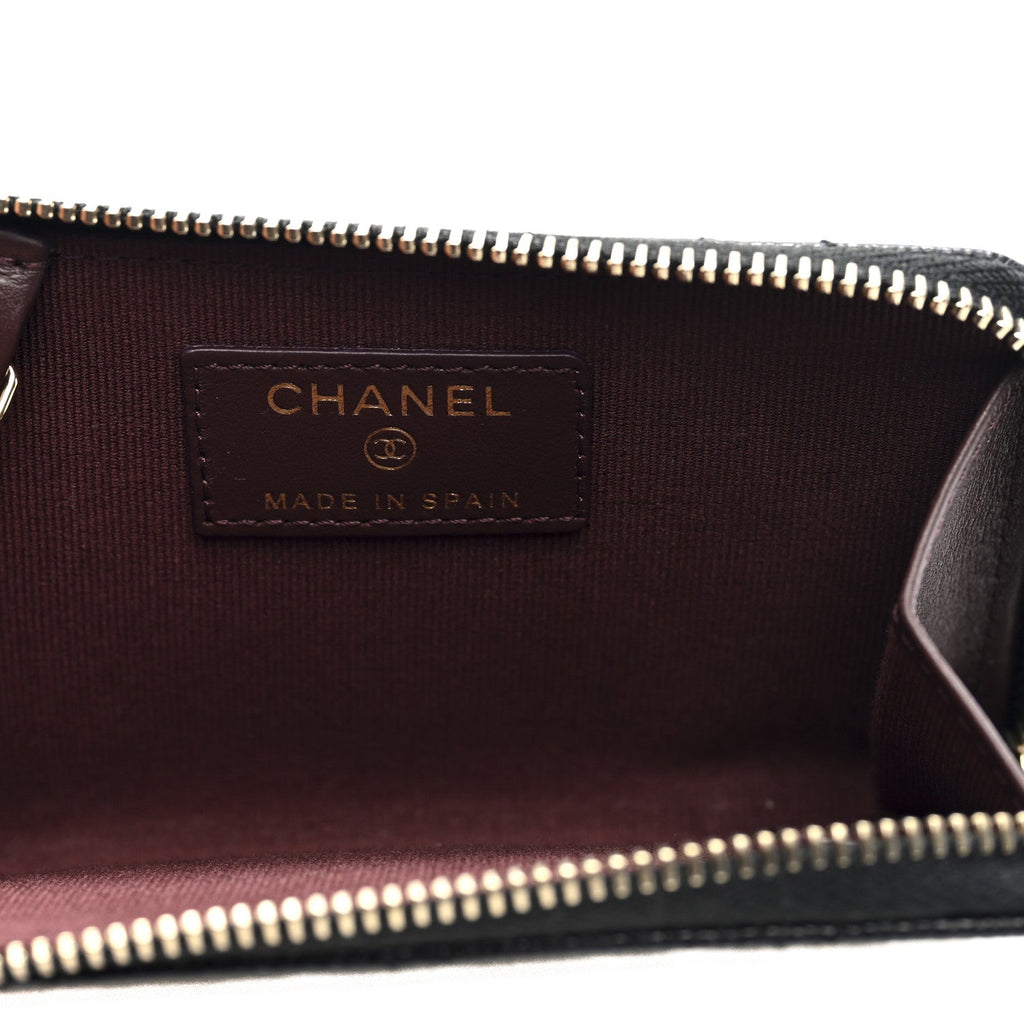 Caviar Quilted Zipped Key Holder Case Black