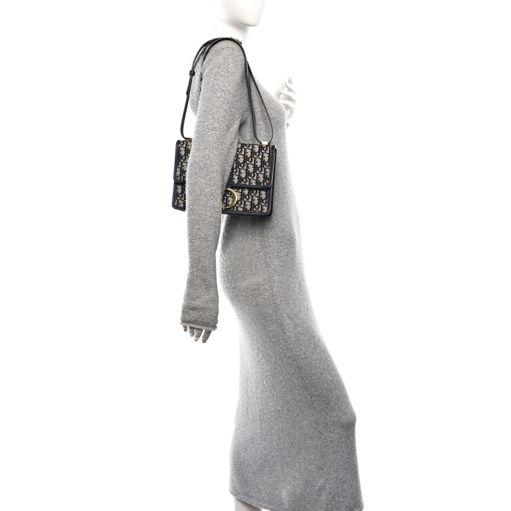 Christian Dior Oblique 30 Montaigne Flap Bag Blue