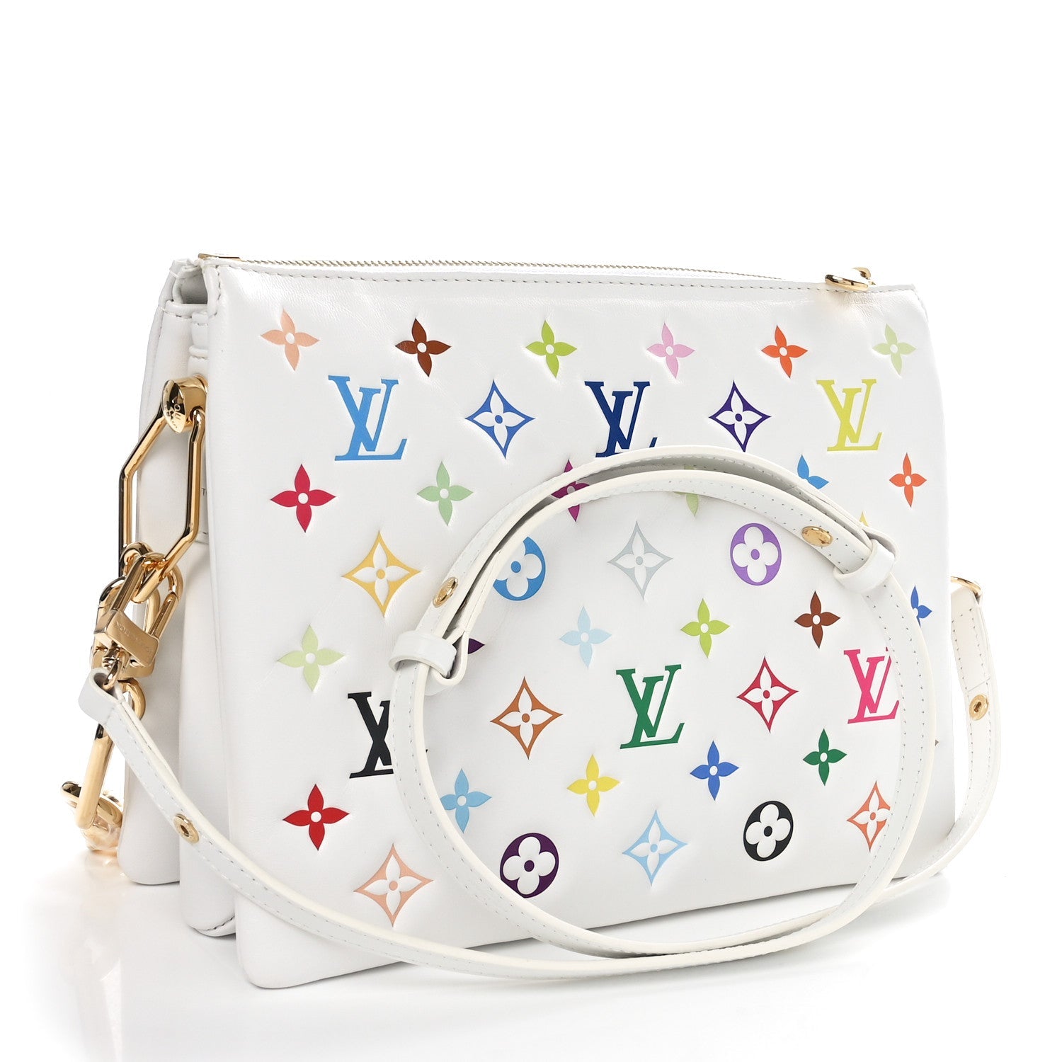 Louis Vuitton LV x TM Lambskin Embossed Monogram Coussin PM White Multicolor