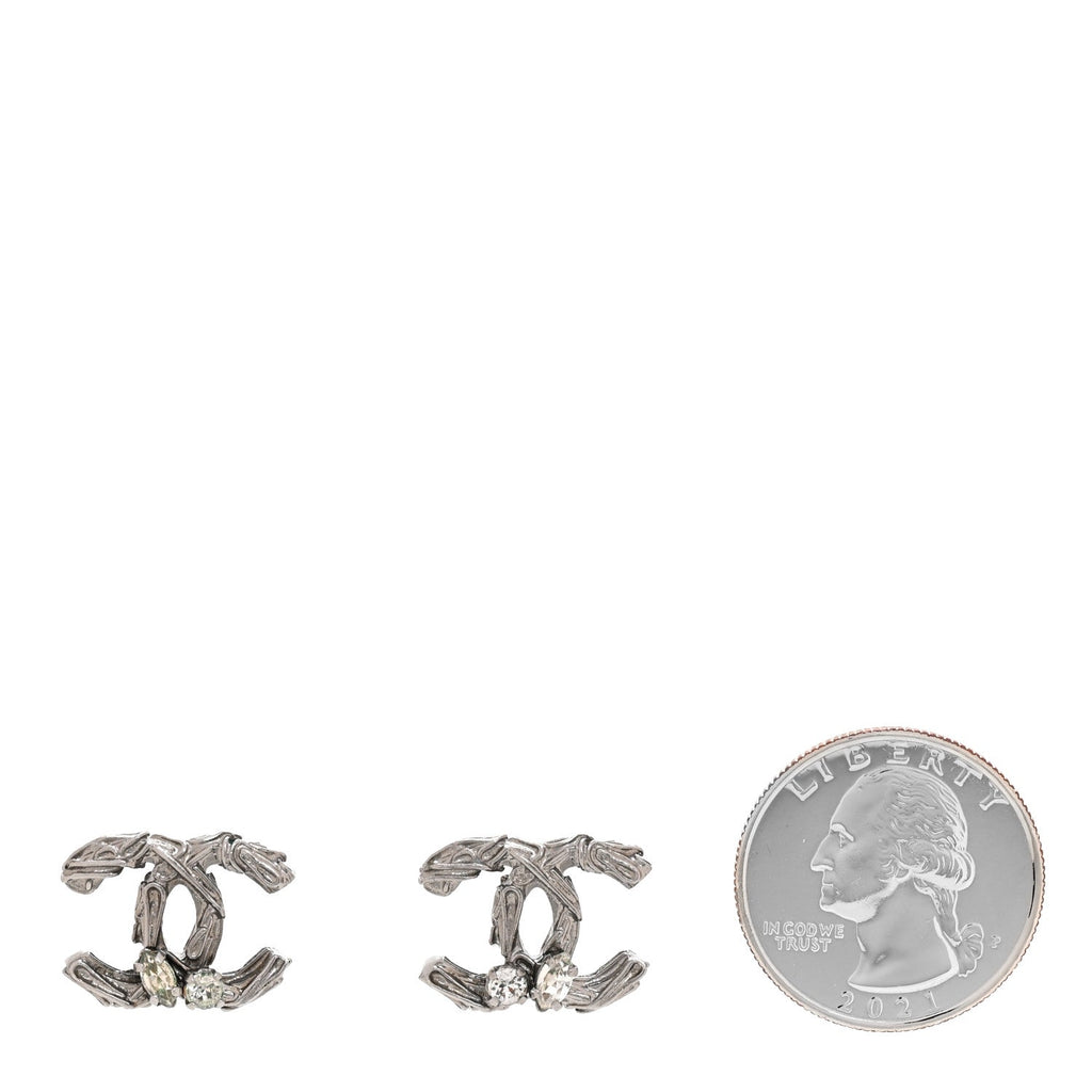 Crystal CC Earrings Silver