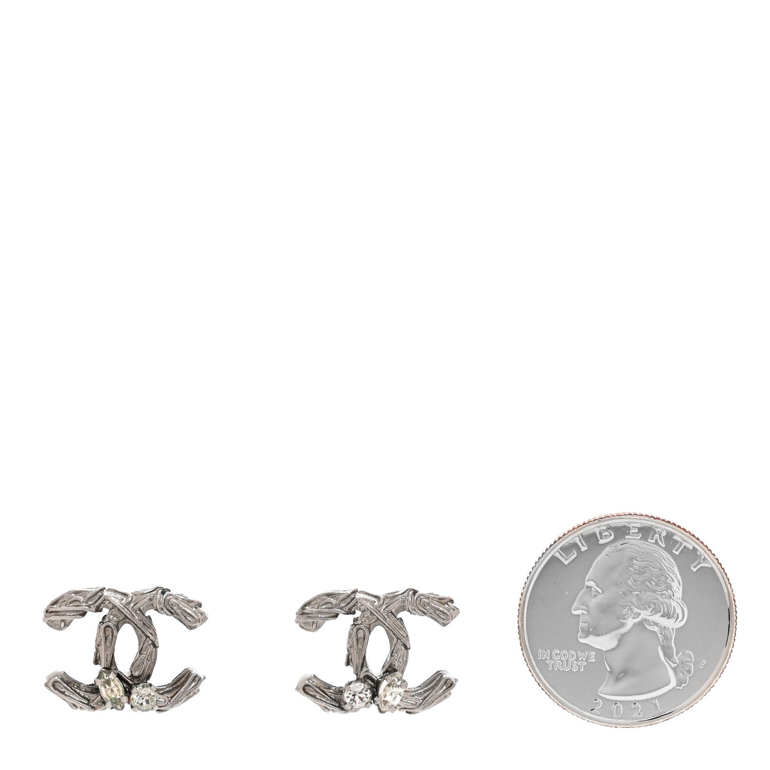Crystal CC Earrings Silver