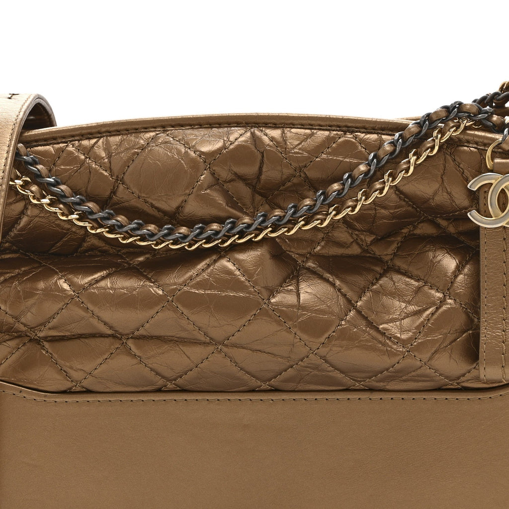 Chanel Metallic Aged Calfskin Quilted Medium Gabrielle  Bronze